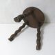 antique solid wood stool with twisted legs