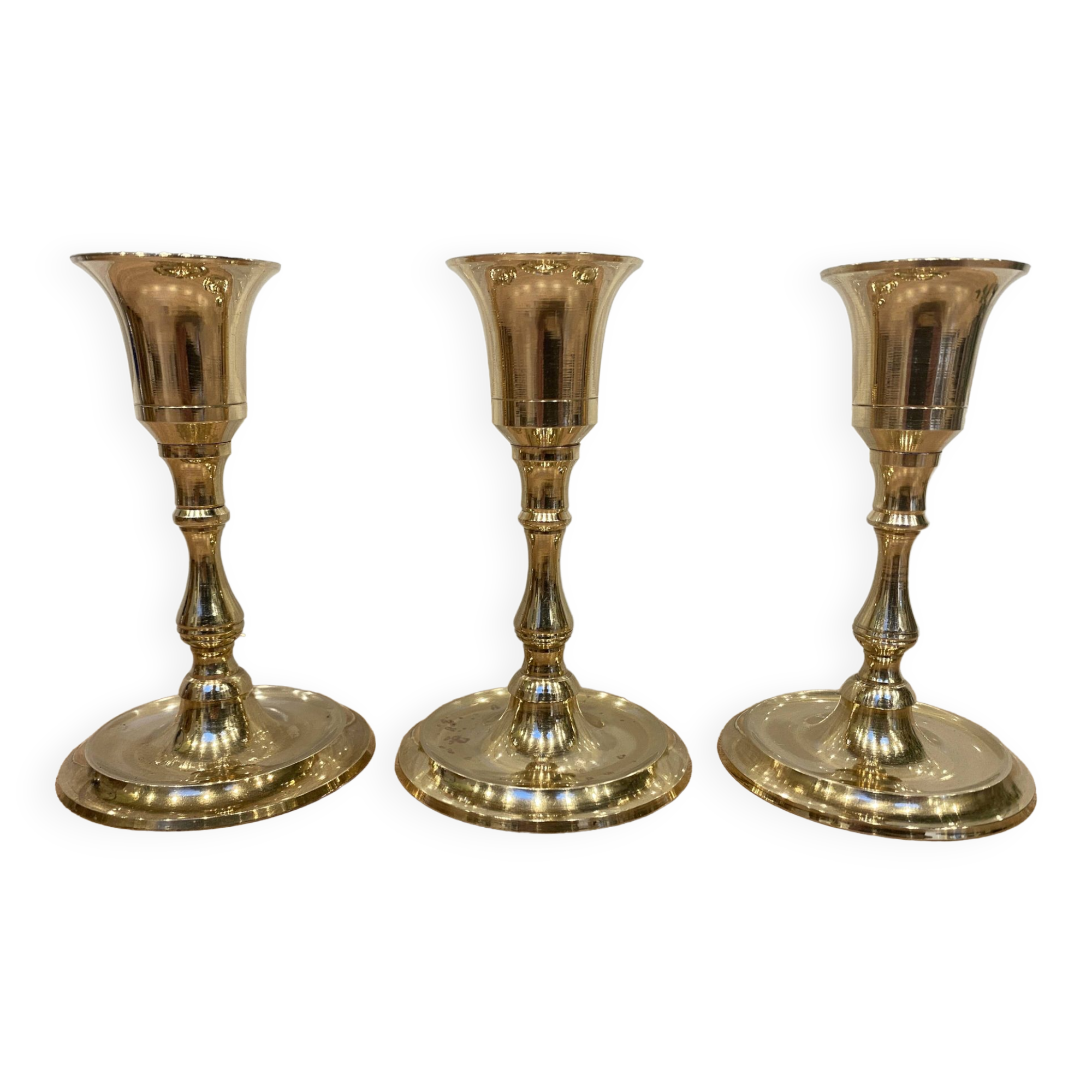 3 brass candle holders