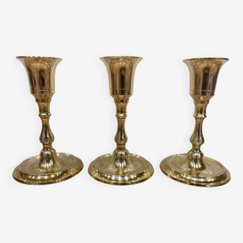 3 brass candle holders