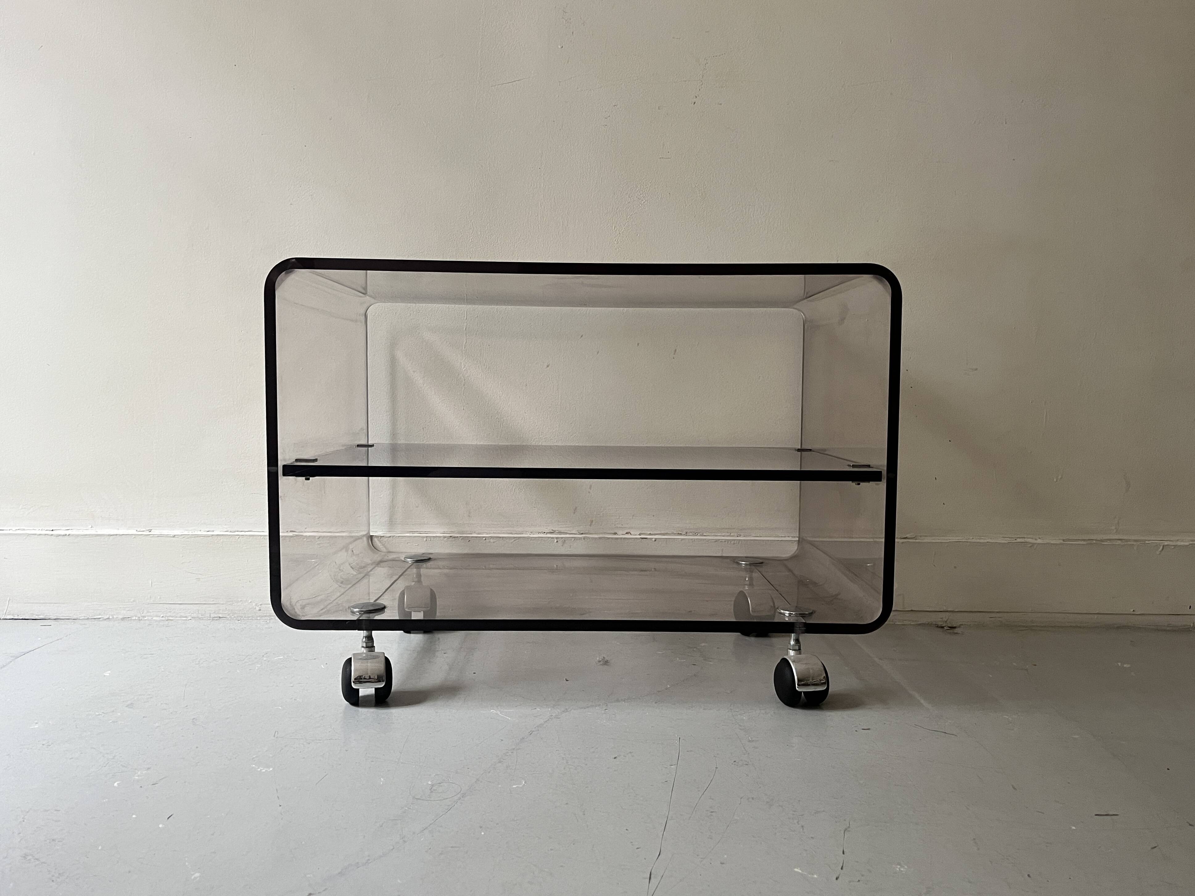 Hi-fi cabinet / coffee table in plexiglass by David Lange, France 1970