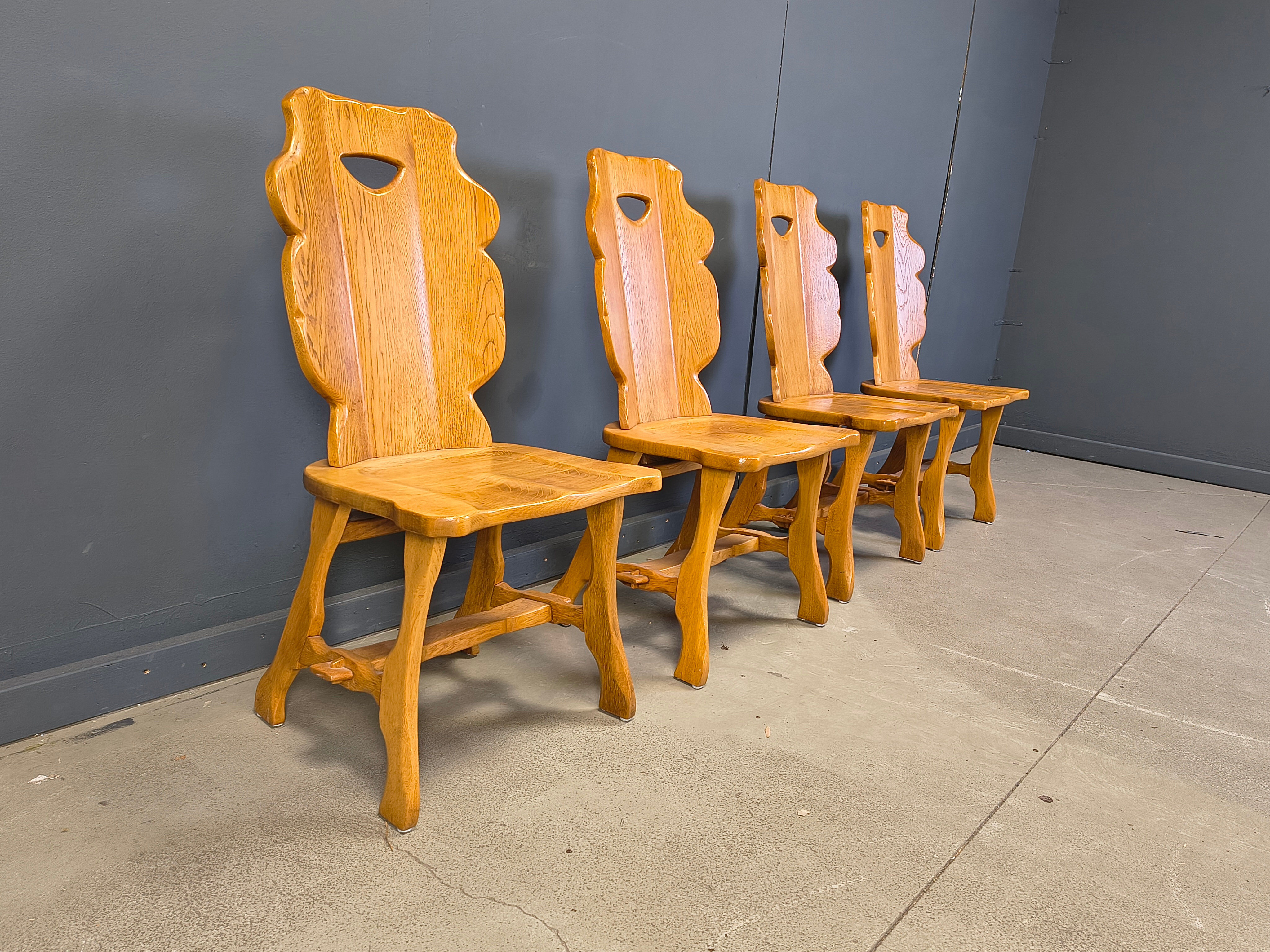 Vintage rustic dining chairs, set of 4 - 1960s