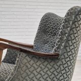 1960s, Danish armchair, original very good condition, furniture velour, beech wood,