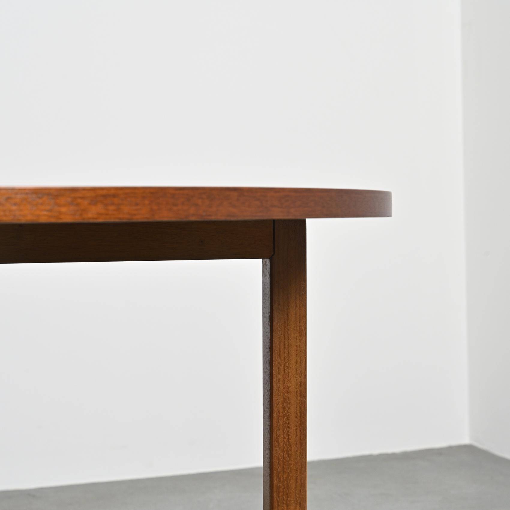 André Sornay round mahogany table, Sornay Furniture 1960