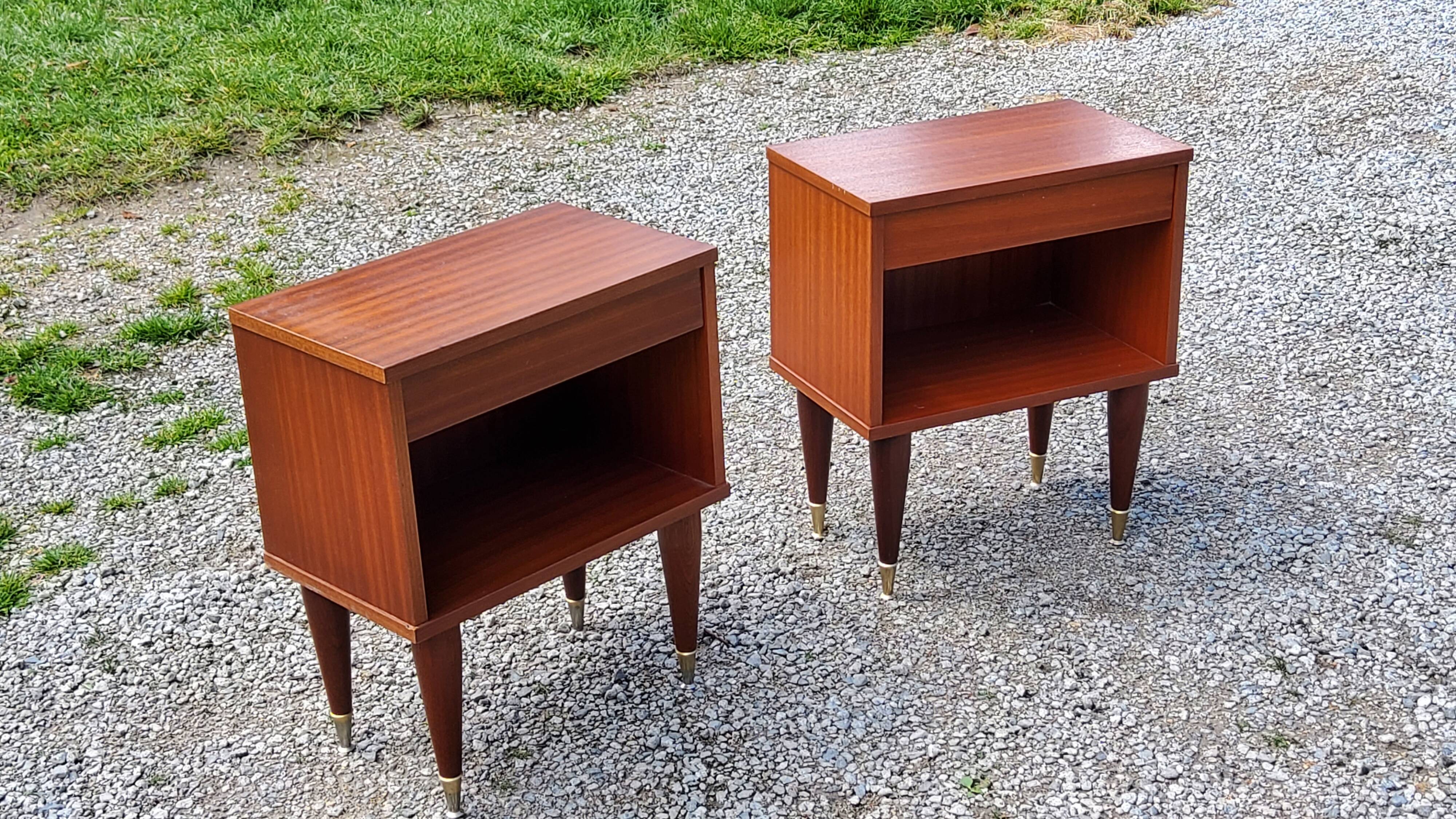 Pair of vintage bedside tables from the 60s in Scandinavian style