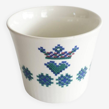 Vintage Figgjo Flint Menu Cup / Mug, Embroidery, Norway, Scandinavian Design, Hermann Bongard