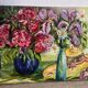 Two flower vases with straw hats, signed
