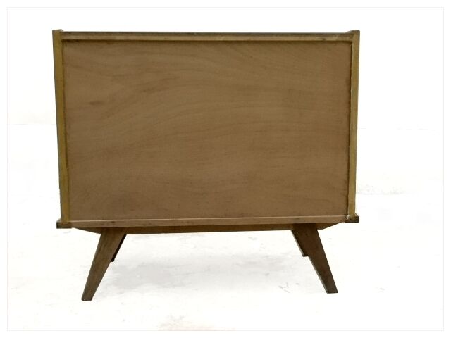 Commode vintage bois clair doré pieds compas