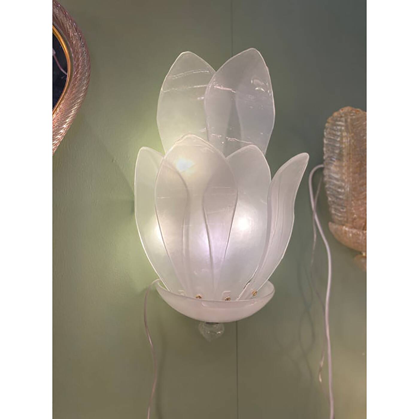 Wall Light Murano Glass Sand Color Italian Flowers by SimoEng