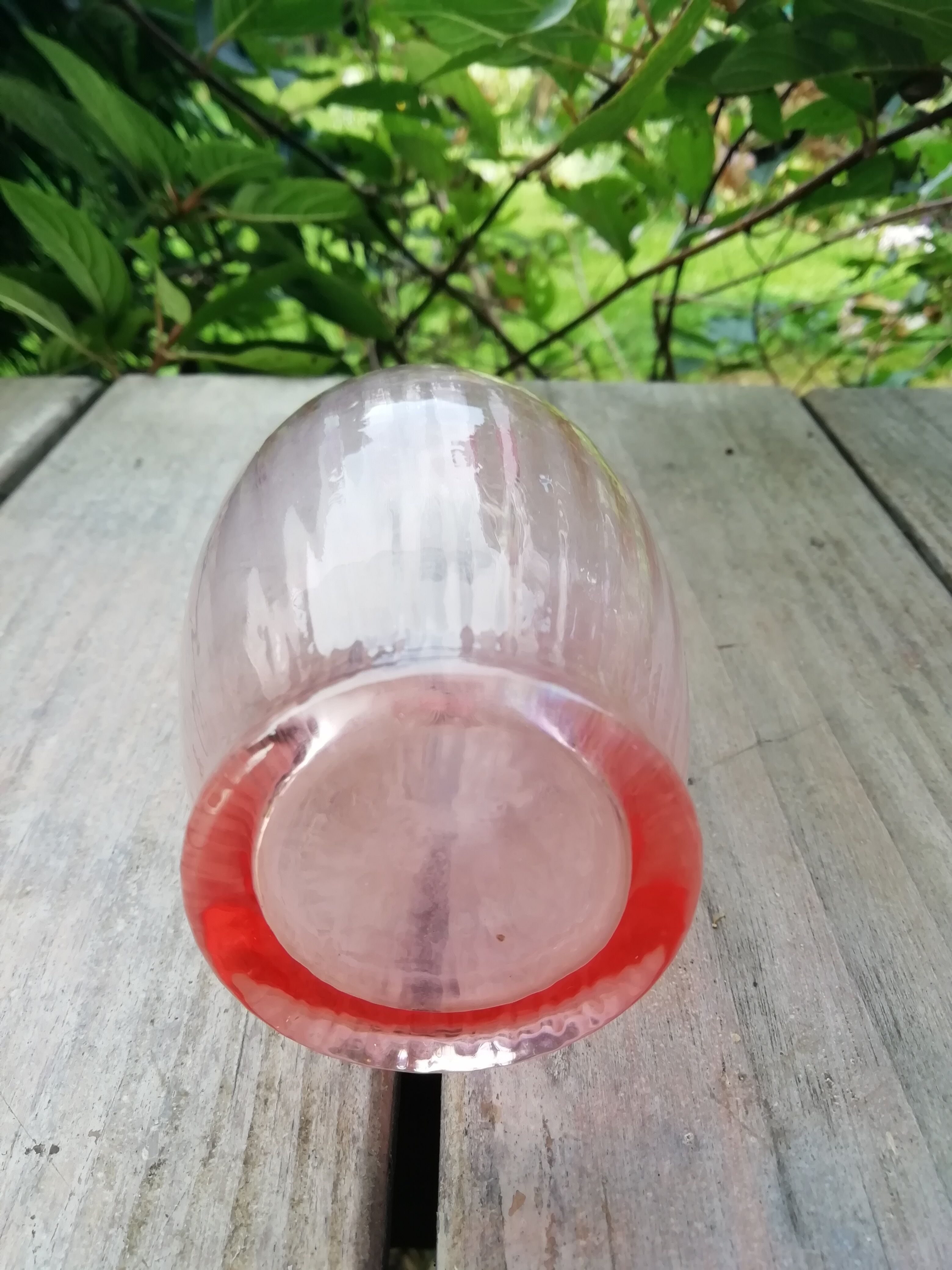 Pink glass liquor decanter