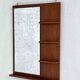 Scandinavian wooden mirror with integrated shelves