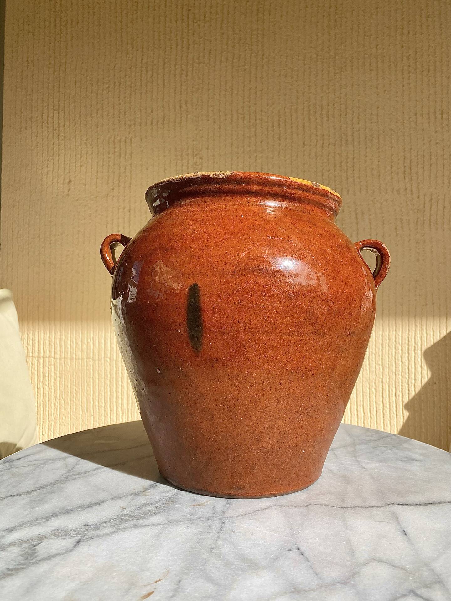 Ancien pot en terre cuite vernissée XIXeme