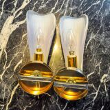 Pair of "leaf" wall lights, Murano glass, Italy, 1970