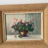 Duo of small flower bouquet paintings