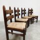 Mid-century brutalist rush dining chairs vintage Charles Dudouyt 1940