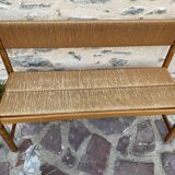 Seated beech bench and mulched backrest