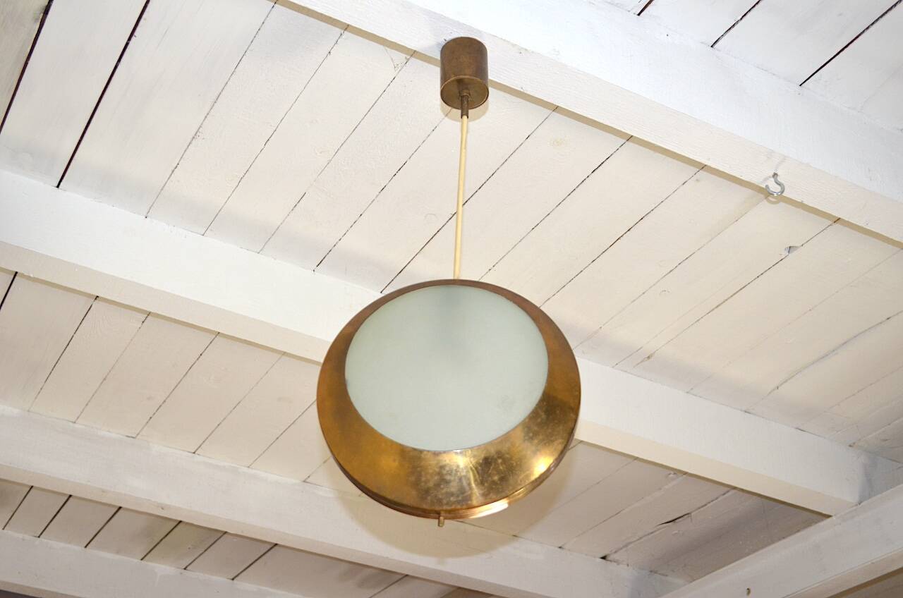 Stilnovo Pendant Lamp Model "1205" 1960s, Vintage 1960s Brass Chandelier