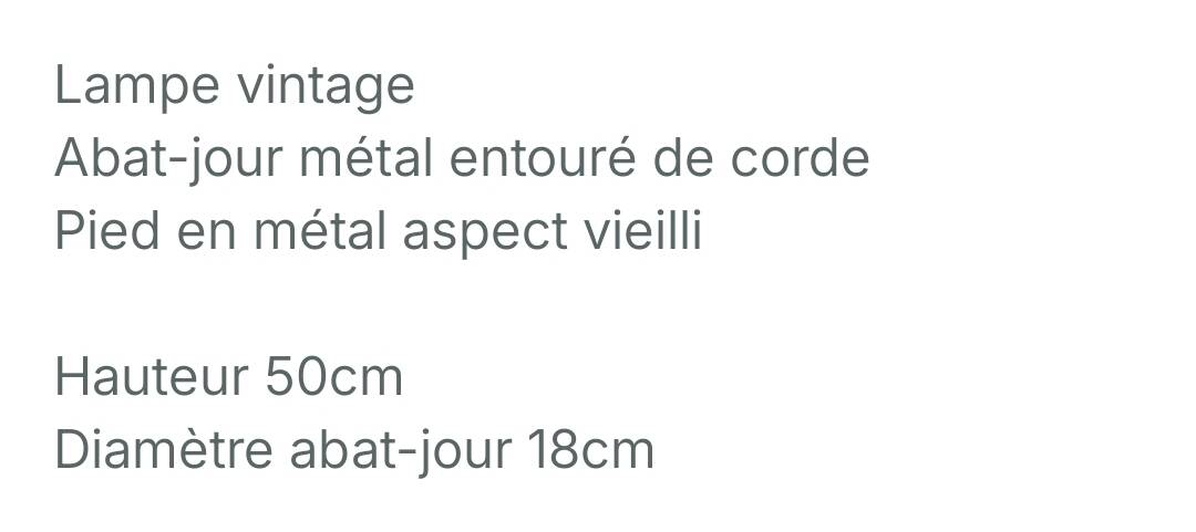 Table lamp with rope and metal