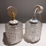 Paire de lustres en verres texturés art déco
