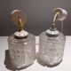 Pair of art deco textured glass chandeliers