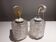 Pair of art deco textured glass chandeliers