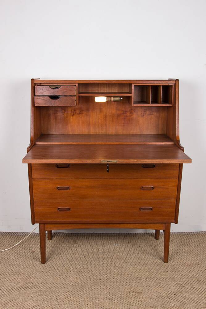 Danish Teak Secretary Desk Model 37 by Arne Wahl Iversen for Vinde Mobelfabrik 1960.