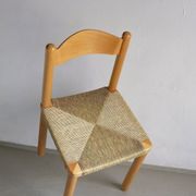Chaise vintage à dossier échelle et assise tressée | Années 1960