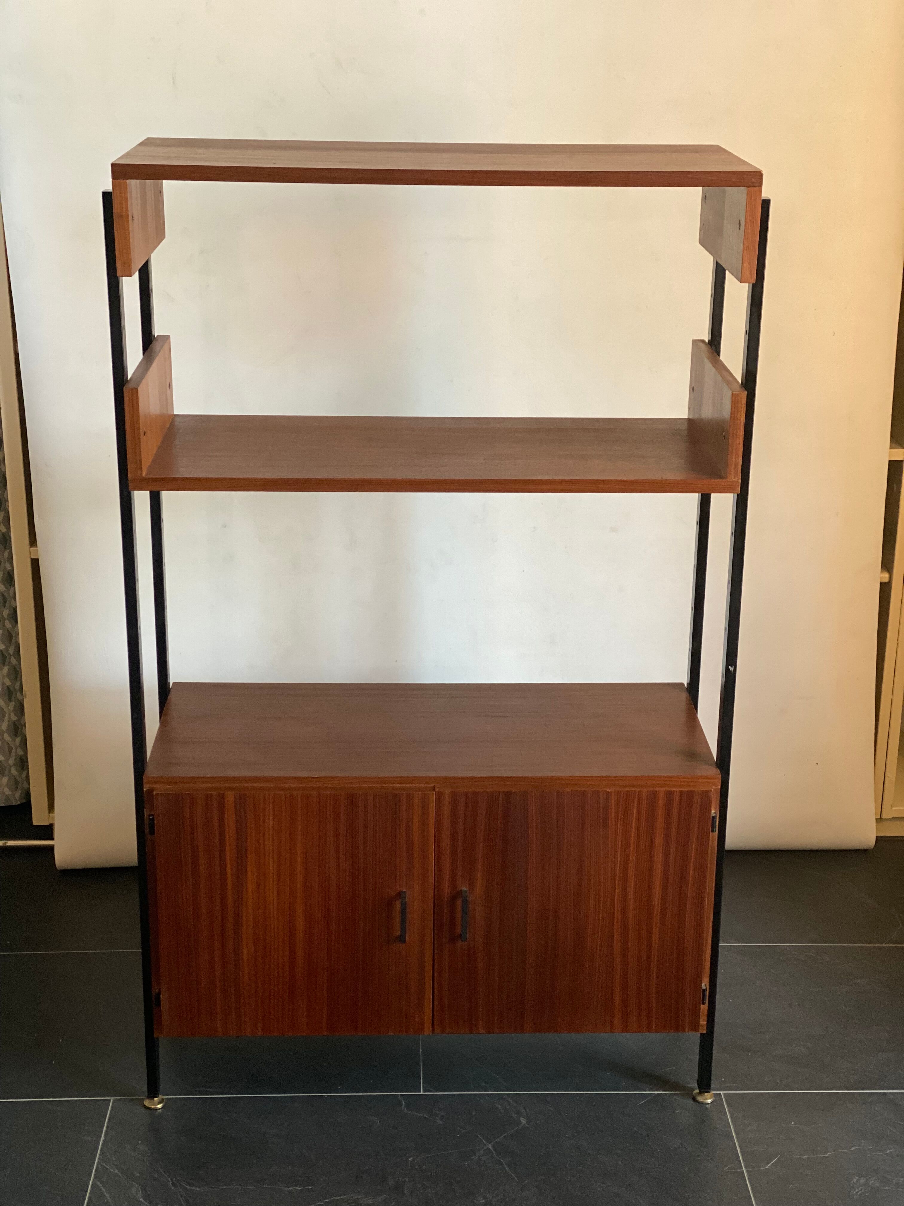 Vintage Teak and Metal Wall Unit
