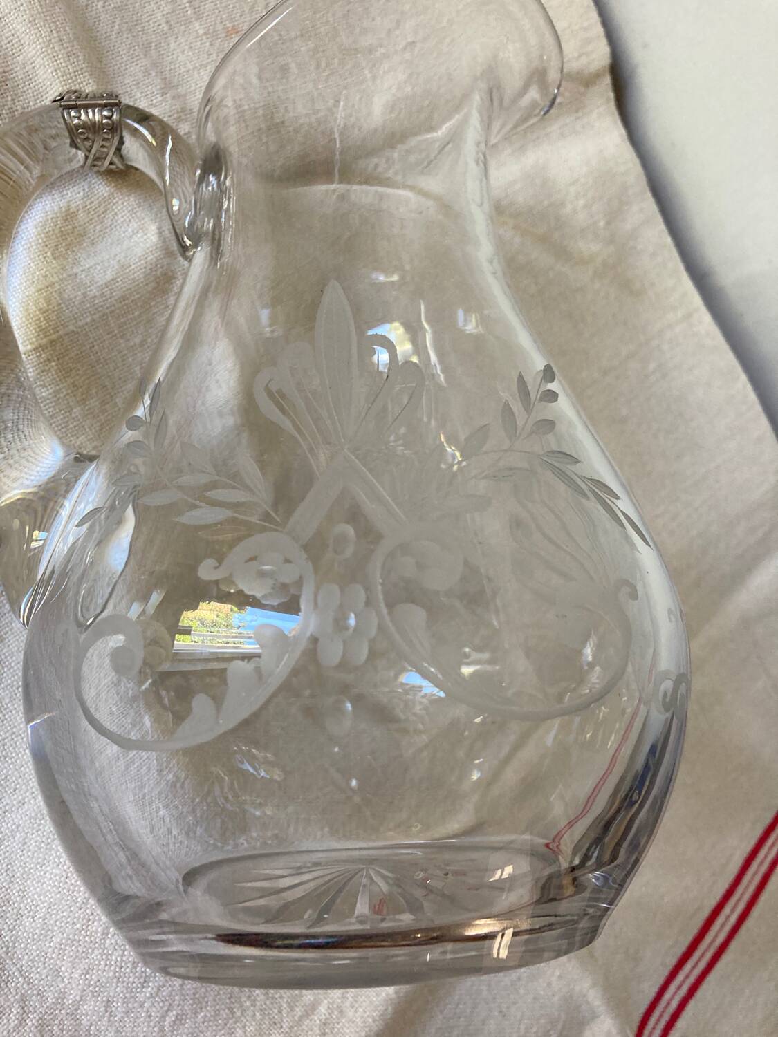 2 carafes en cristal et argent massif