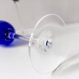 Set of Six Colorful Murano Blown Glass Wine Glasses, Italy 1980s