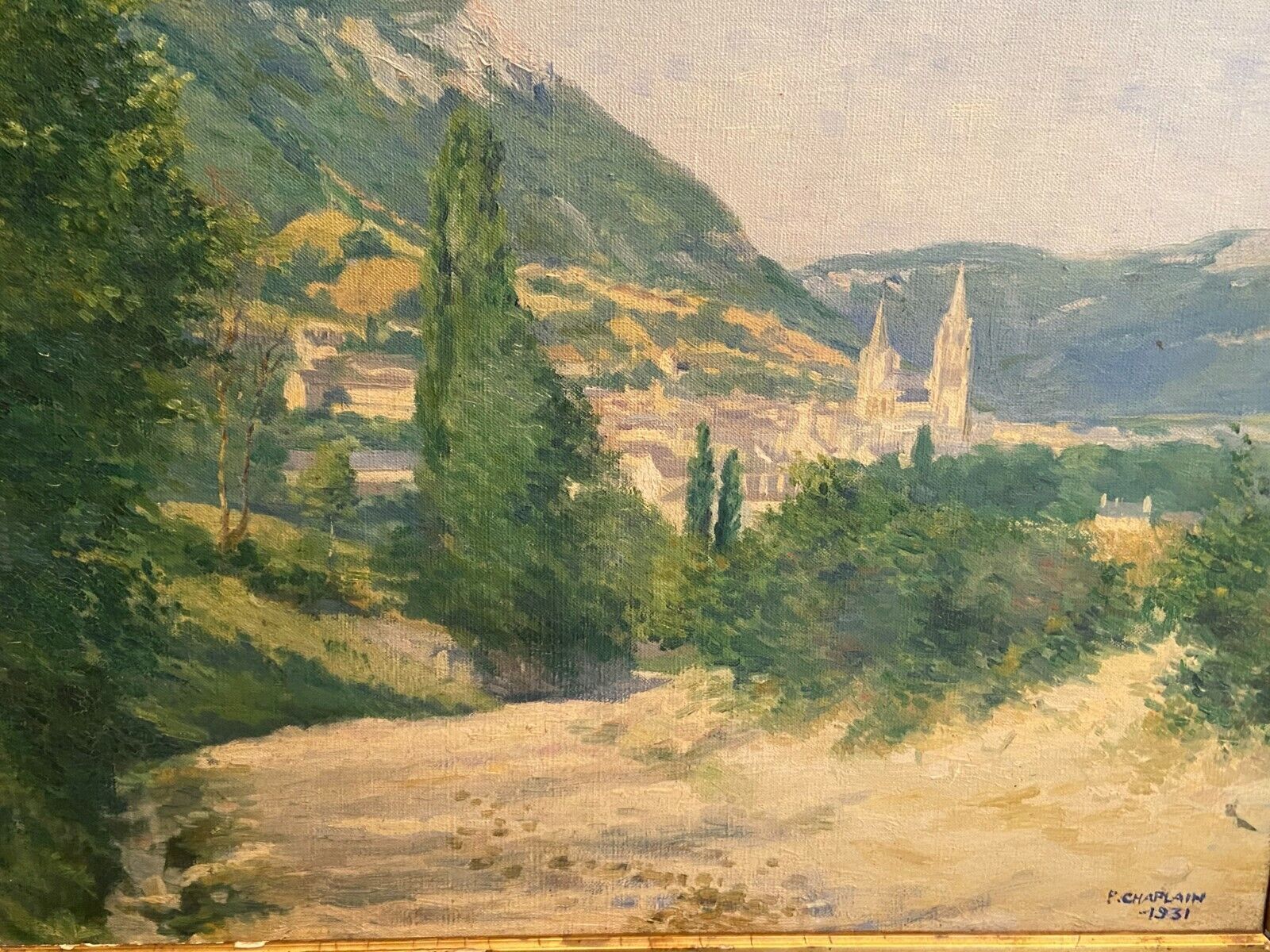 Oil painting on canvas Provencal landscape signed P. Chaplain 1931