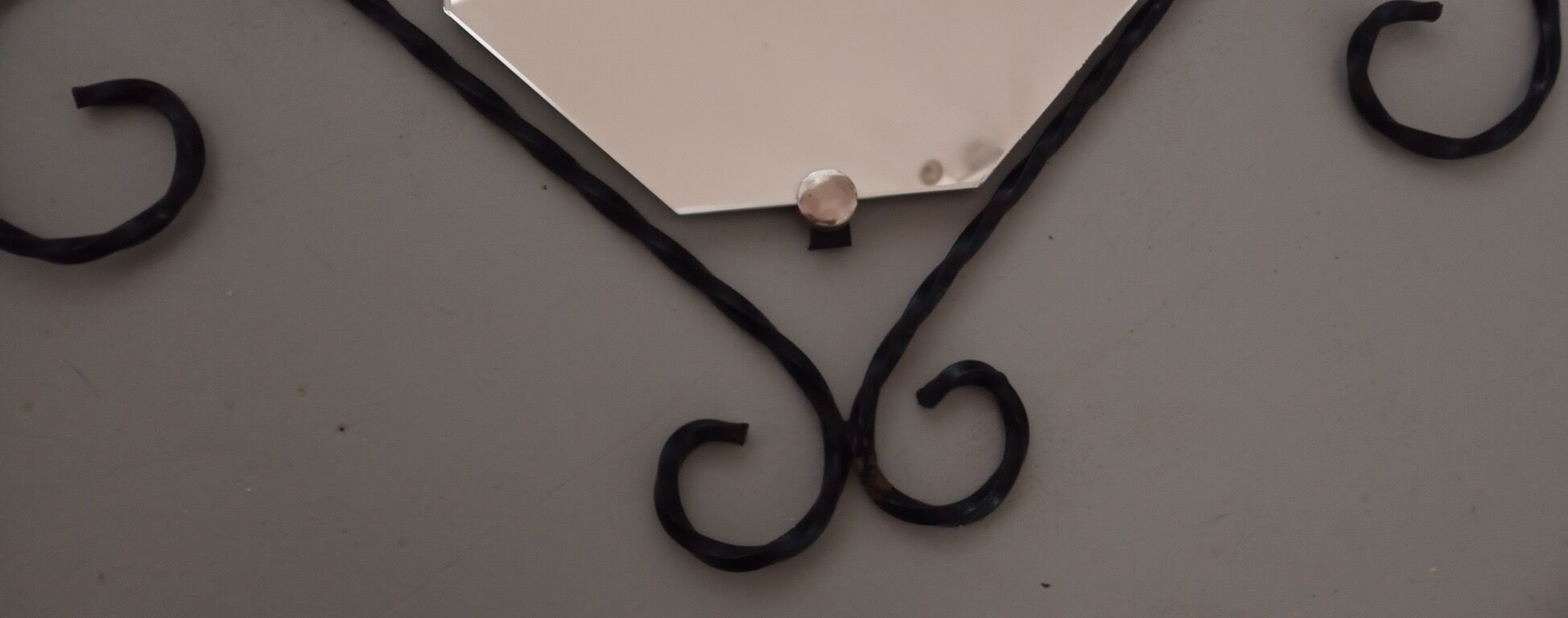 Wall coat rack in wrought iron and mirror 1950