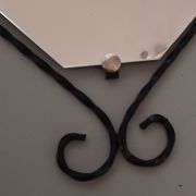 Wall coat rack in wrought iron and mirror 1950