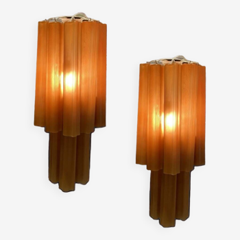 Large Terracotta colored Glass Sconces Set of 2