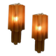 Grandes Appliques en Verre Couleur Terre Cuite Lot de 2