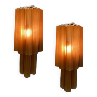 Large Terracotta colored Glass Sconces Set of 2