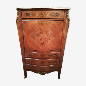 Louis XV style curved secretary in marquetry