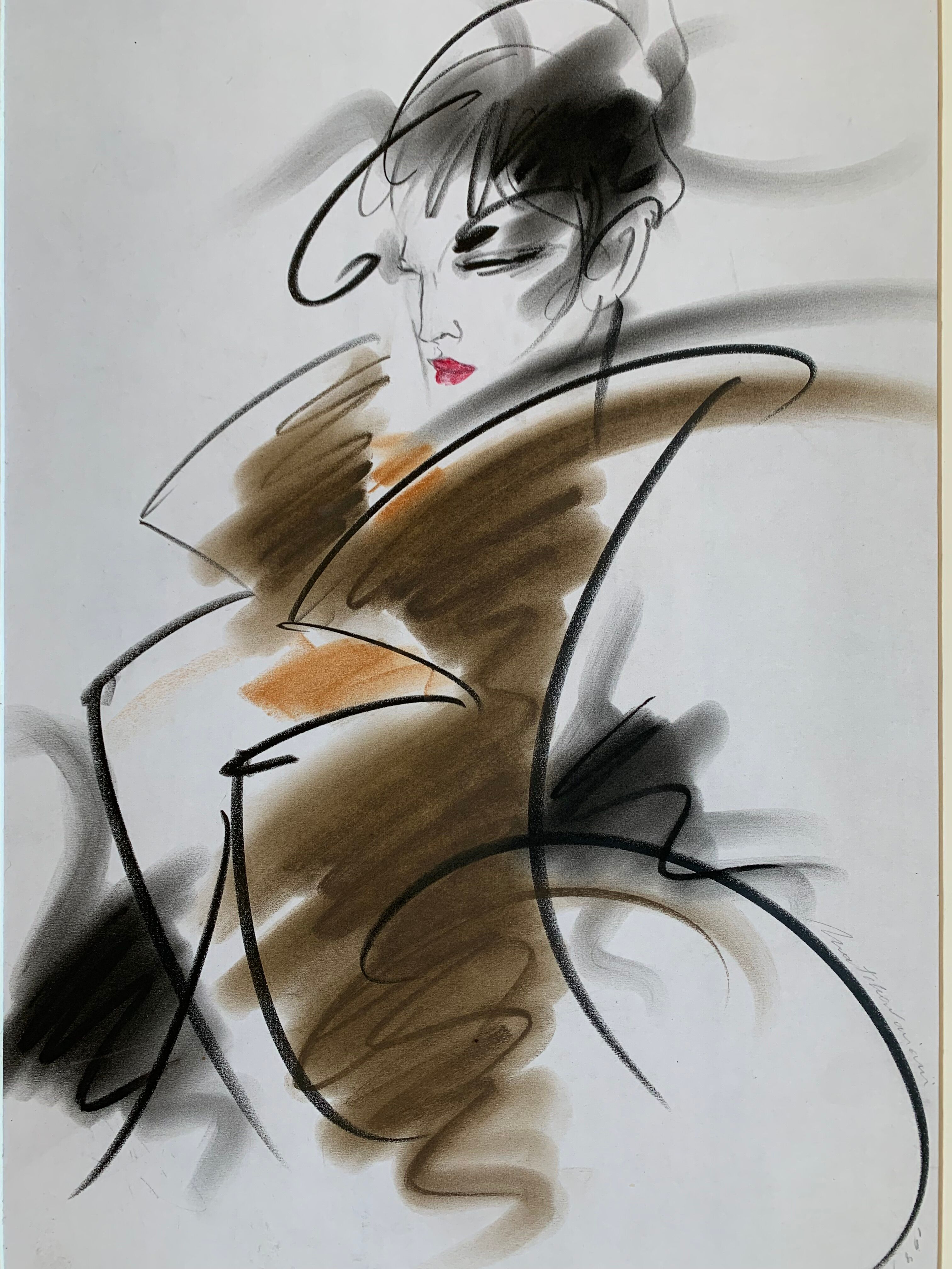 Henri Matchavariani (VOGUE illustrator) (1939) Fashion drawing. Contribution for Vogue 1990