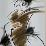 Henri Matchavariani (VOGUE illustrator) (1939) Fashion drawing. Contribution for Vogue 1990