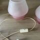 Pair of frosted pink glass mushroom lamps