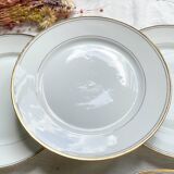 6 Petites assiettes vintage Française en porcelaine de Limoges blanche dorée