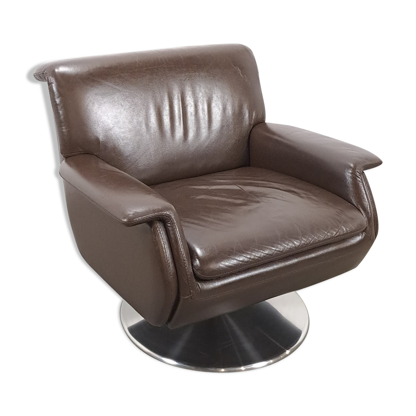 Brown leather swivel chair