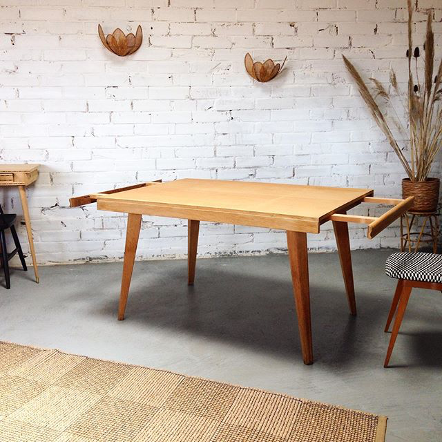 Scandinavian oak compass table
