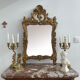 Antique mirror in stuccoed and gilded wood - rocaille style - France 50x86cm