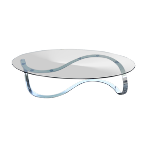 table basse ovale des - acier verre