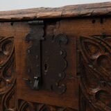 Rare Large Gothic 16th century carved solid oak chest, France