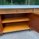 Louis XVI sideboard in solid mahogany with a white marble top, 222cm, 1950.