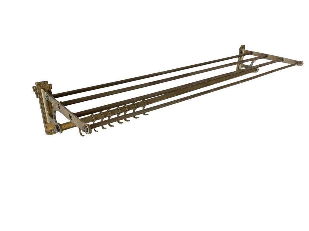 Vintage wall coat rack in gilded brass