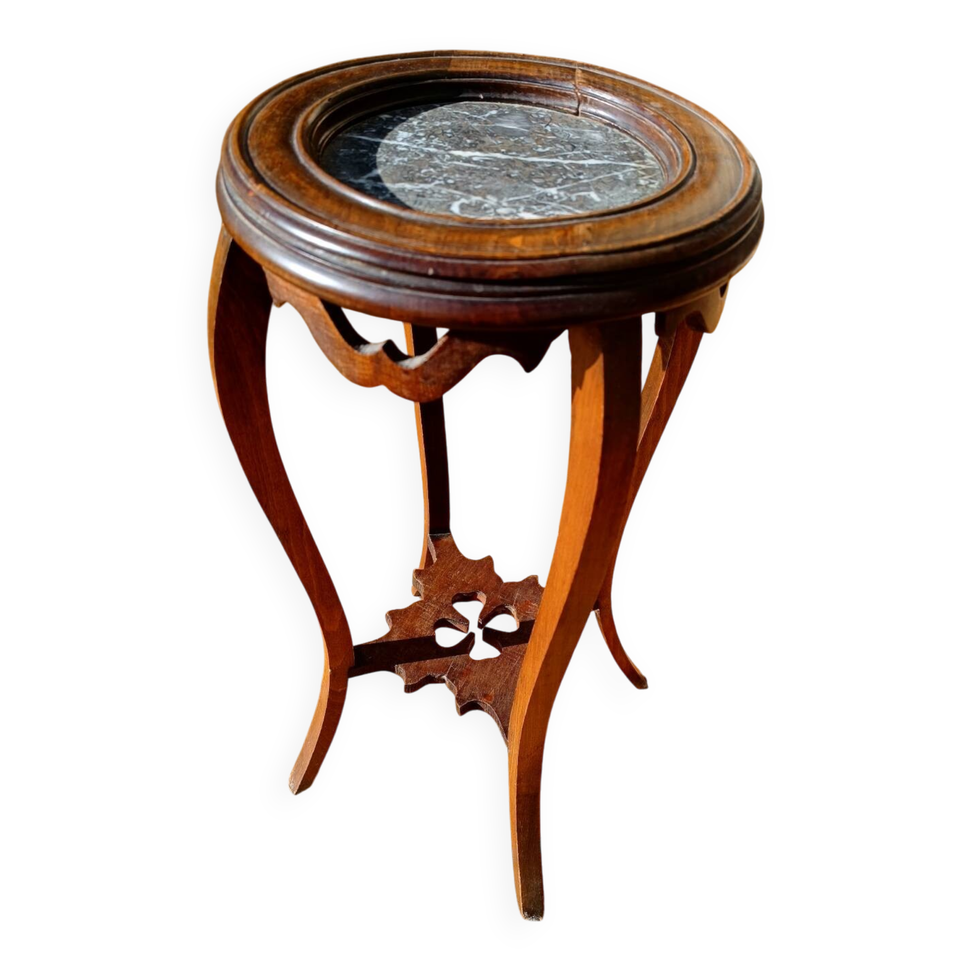 Wooden and marble side table