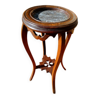 Wooden and marble side table