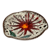 Coupelle vide-poche vintage en céramique de Vallauris, années 60, floral